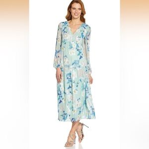 Adrianna Papell Elegant Floral Blue Dress